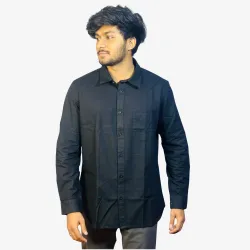 Men's Black Linen Blend Full Sleeve Shirt – Premium Regular Fit Casual & Formal Button-Up Shirt